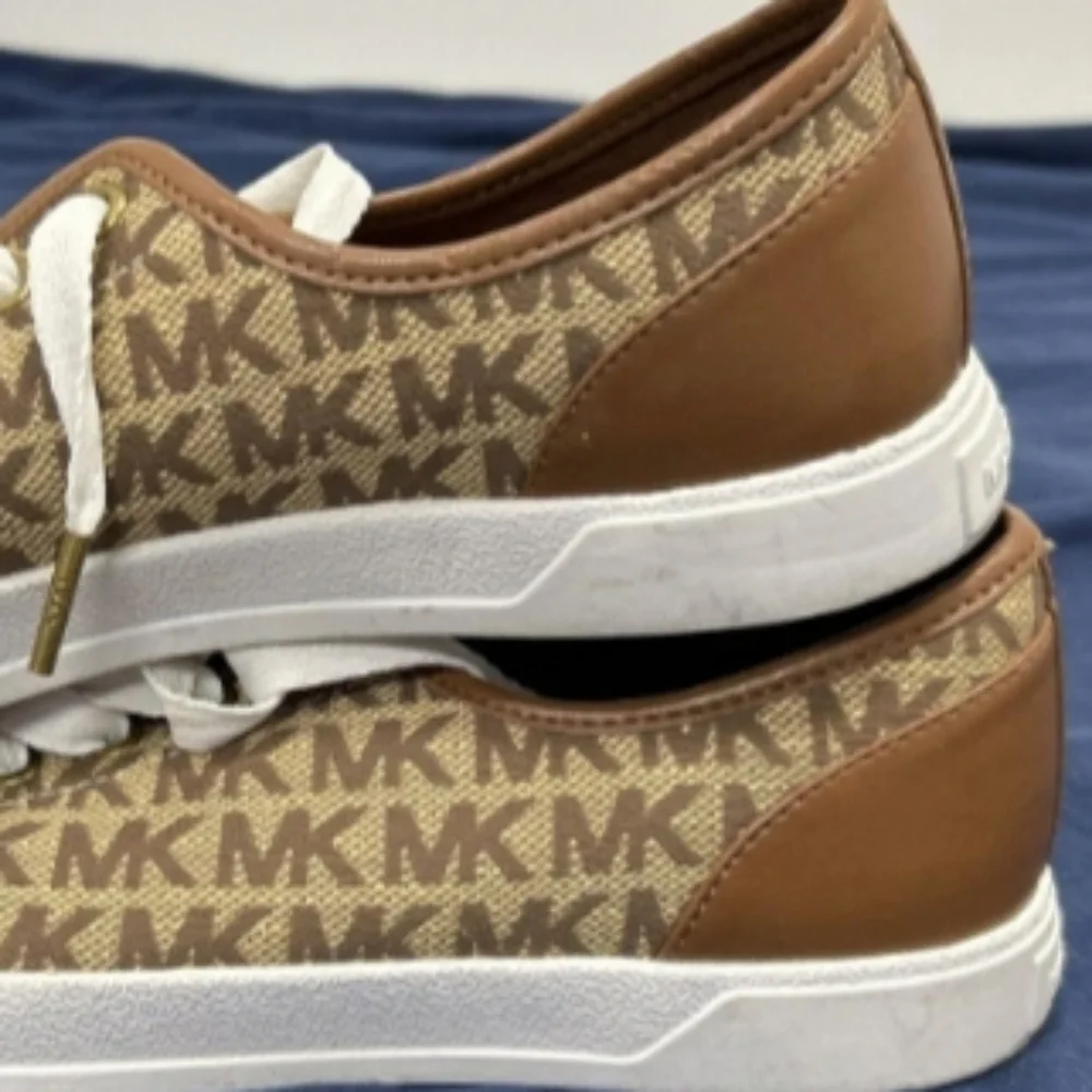 > Michael Kors Tan and Brown Monogram Sneakers Women's Size 8